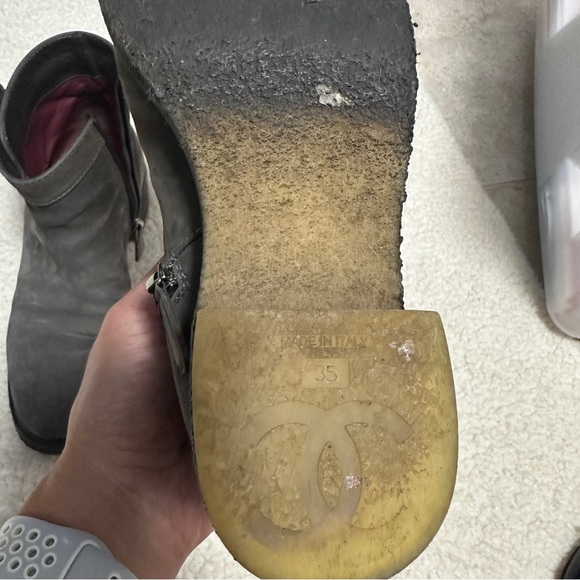 CHANEL CC Turnlock Suede Ankle Boots Size 35/ US 5 - Picture 6 of 6